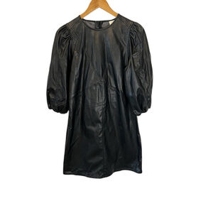Women’s H&M Black Faux Leather Dress Mid Length Small